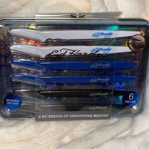 Ed Hardy Grooming 6pc Razors eyebrow mustache side burns and beard with tin case
